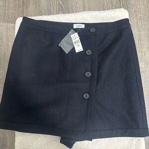 NWT Ann Taylor Loft Wool Button Skirt Navy Size 14 Womens